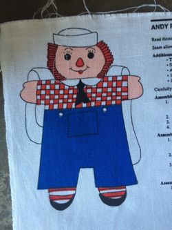 Raggedy Andy Backpack Fabric Pattern