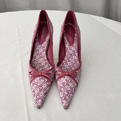 BCBGirl signature pink Fabric Pump With Sculpted Heel And Pointed Toe Shoe Size 8.5 B