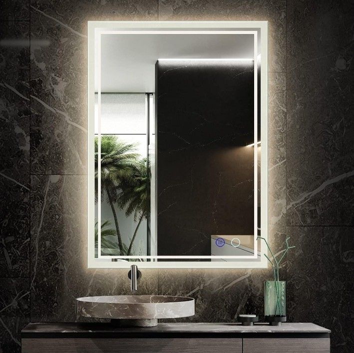 32"x24" Bathroom Mirror w/Lights Anti-Fog Dimmable Waterproof, LED Backlit Mirror for Bathroom, Lighted Bathroom Vanity Mirror Adjustable for Makeup