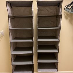 StorageWorks 6-Shelf Hanging Closet Organizer, Hanging Shelves for Closet, Fabric, Mixing of Brown And Gray, 12" D x 12" W x 47 ¾" H
