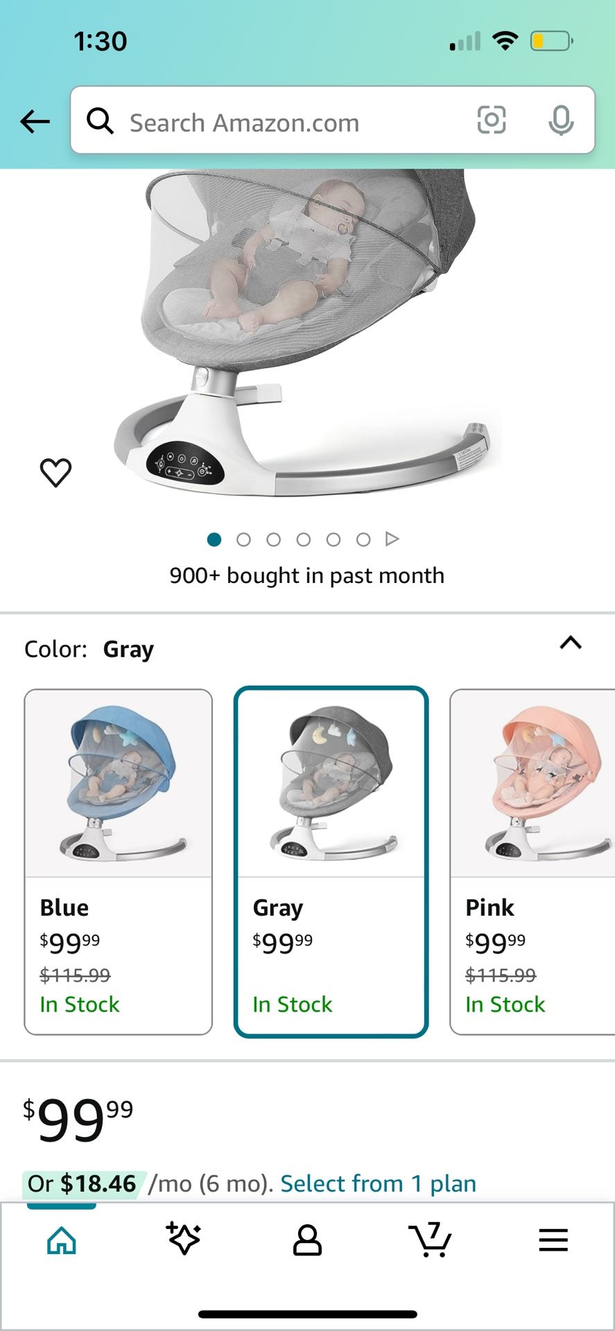 Bluetooth Pink Baby Swing