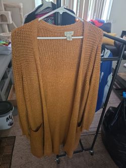 Jessica Simpson Large Open-front distinctive textured knit pattern Cardigan