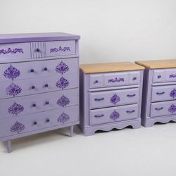 Bedroom Tall Dresser And 2 Bedside Dressers