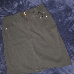 JEAN BLACK SKIRT EMME JORDAN GOTH/BUSINESS/CASUAL/DENIM/STRETCHY/ZIPPER/BUTTON