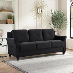 Black Fabric 3-Seat Sofa