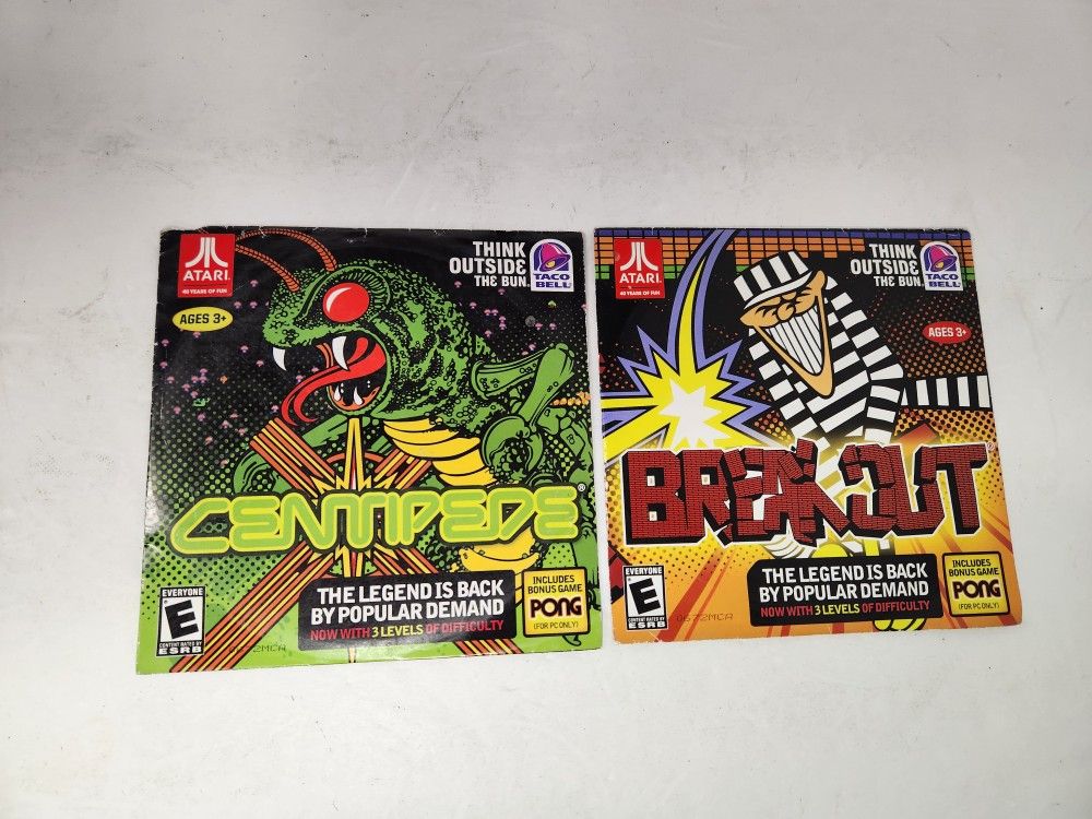 Lot of 2 NEW Atari Taco Bell Promo Games Centipede & Breakout PC Windows Mac