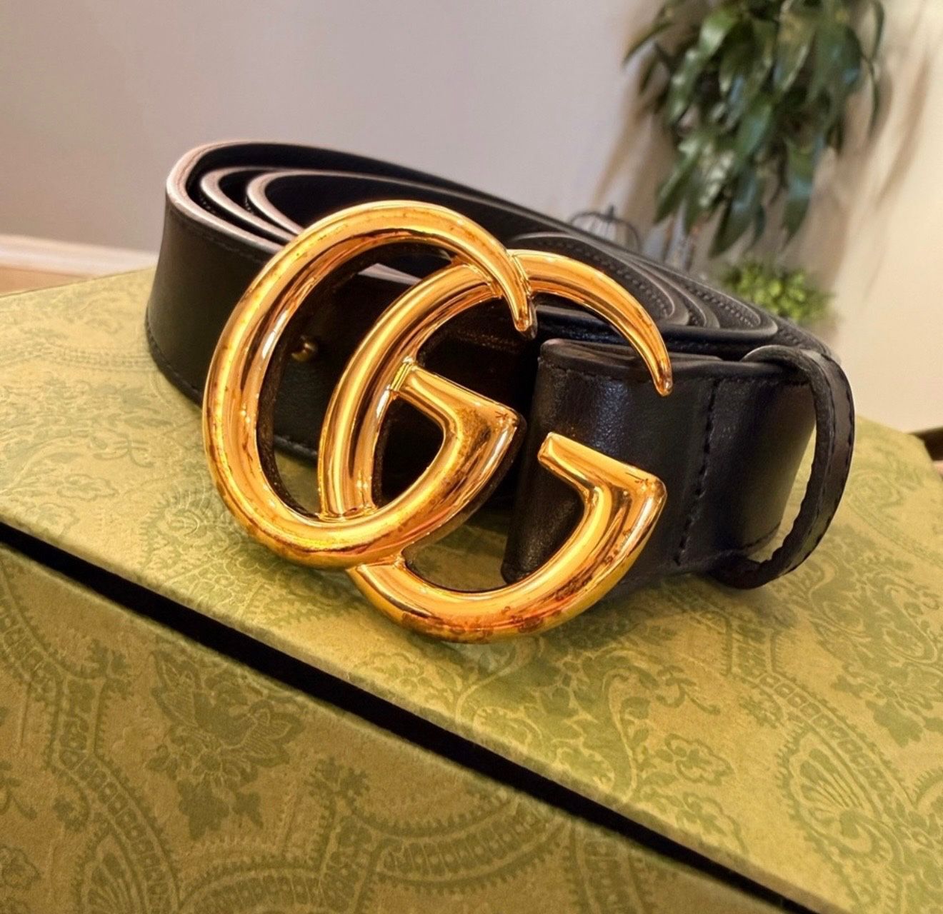 GG Marmont Belt with Shiny Buckle 
