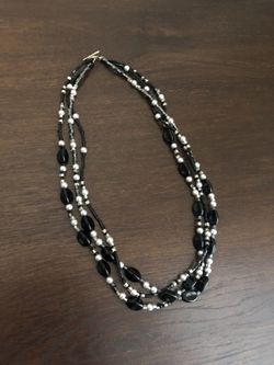 Black Silver Beaded Necklace