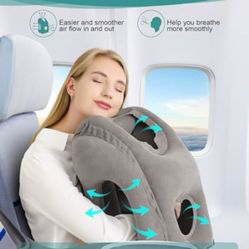 “New”Inflatable Travel Pillow”Great For Naps”chin&neck Support(Airplane ,cars Etc.).