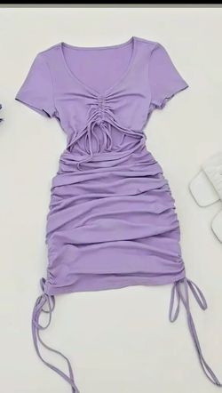 Drawstring Hollow-Out Bodycon Dress, Summer Sexy Short Sleeve Ruched Dress