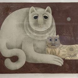 Pair of Large Carol Jablonsky Limited Edition Lithographs – "Chinese Dog" & "Two Cats" The Ultimate Statement Set for the Eclectic