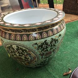 Imperial Fishbowl Pottery  With Stand On  Made By  New England Pottery 