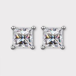 Princess Cut 1CT MOISSANITE Stud Earrings 925 Sterling Silver