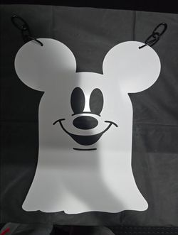 Ghost Mickey Mouse 15" Silhouette Hanging Halloween Decor GUC
