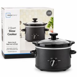 Mainstays 2-Quart Slow Cooker – Black – Removable Stoneware Crock & Glass Lid