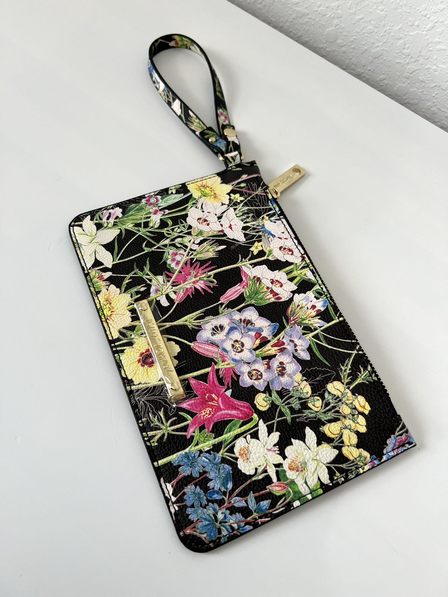 Betsey Johnson Black Florals Wristlet Wallet