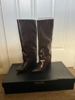 Michael by Michael Shannon Reese Wide Calf Tall Dress Boots in chocolate brown Sz 6.5