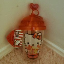 Hello Kitty Valentine's Dome Cup with Straw & Heart Straw Cover