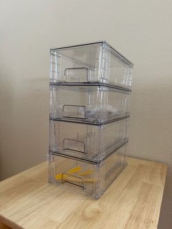 Clear Stackable Storage Drawers Set of 4