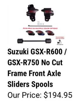 Suzuki GSX-R 600/750 no cut frame sliders from T-Rex Racing. Sold Out