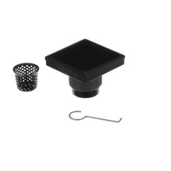 Oatey Designline 4 in. x 4 in. Stainless Steel Square Shower Drain with Square Pattern Drain Cover in Matte Black=P4-561