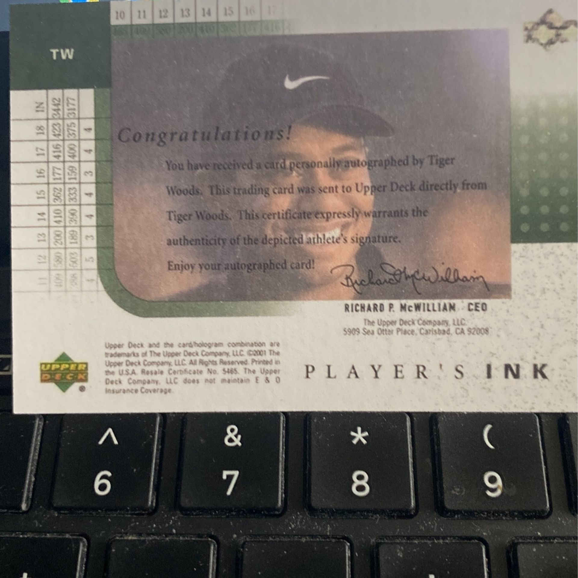 2001 Upper Deck Players Ink Tiger Woods Reprint for Sale in West Palm ...