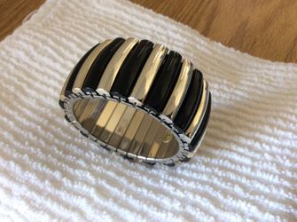 Silver & black flexible bangle bracelet