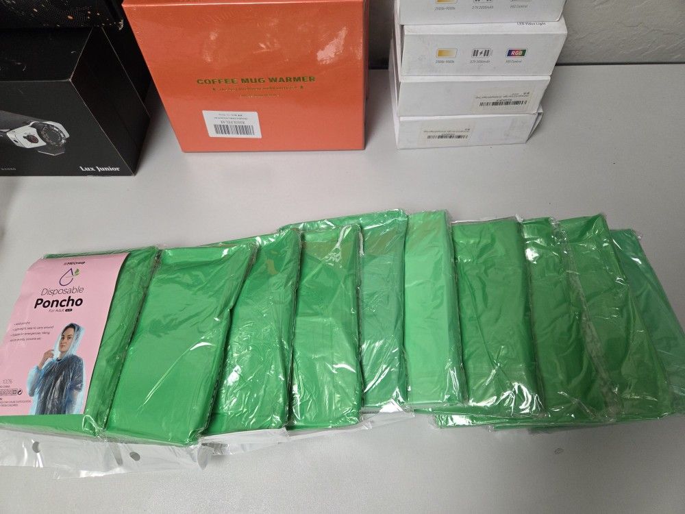 10 Pack Disposable Rain Ponchos for Adults, Card-Sized Emergency Po