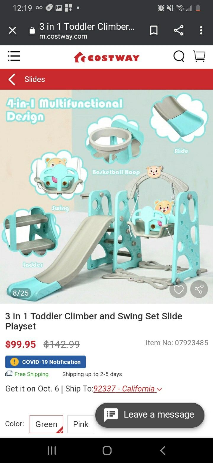 New Toddler Swing Set Slide Playset