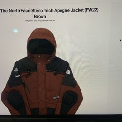 Supreme The North Face Steep Tech Apogee Jacket FW22 Brown Small