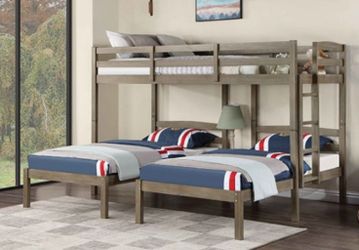 Brand New Grey Twin Size Triple Bunk Bed