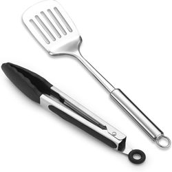 Spatulas Cooking Tong Set, ReaNea Spatula and Kitchen Tongs, Kitchen Utensils Set, Gifts for Home, Restaurant, Camping, Outdoor，BBQ ( please follow my