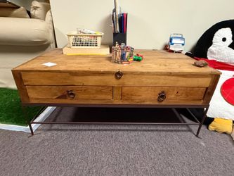 Rustic Wood Trunk Coffee Table and End Table