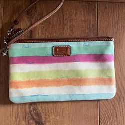 Coach stripe wristlet