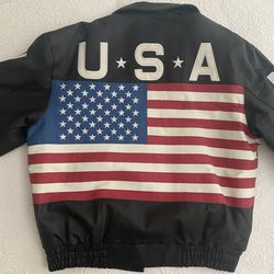 Stars And Stripes Men’s Leather Jacket. Brand New