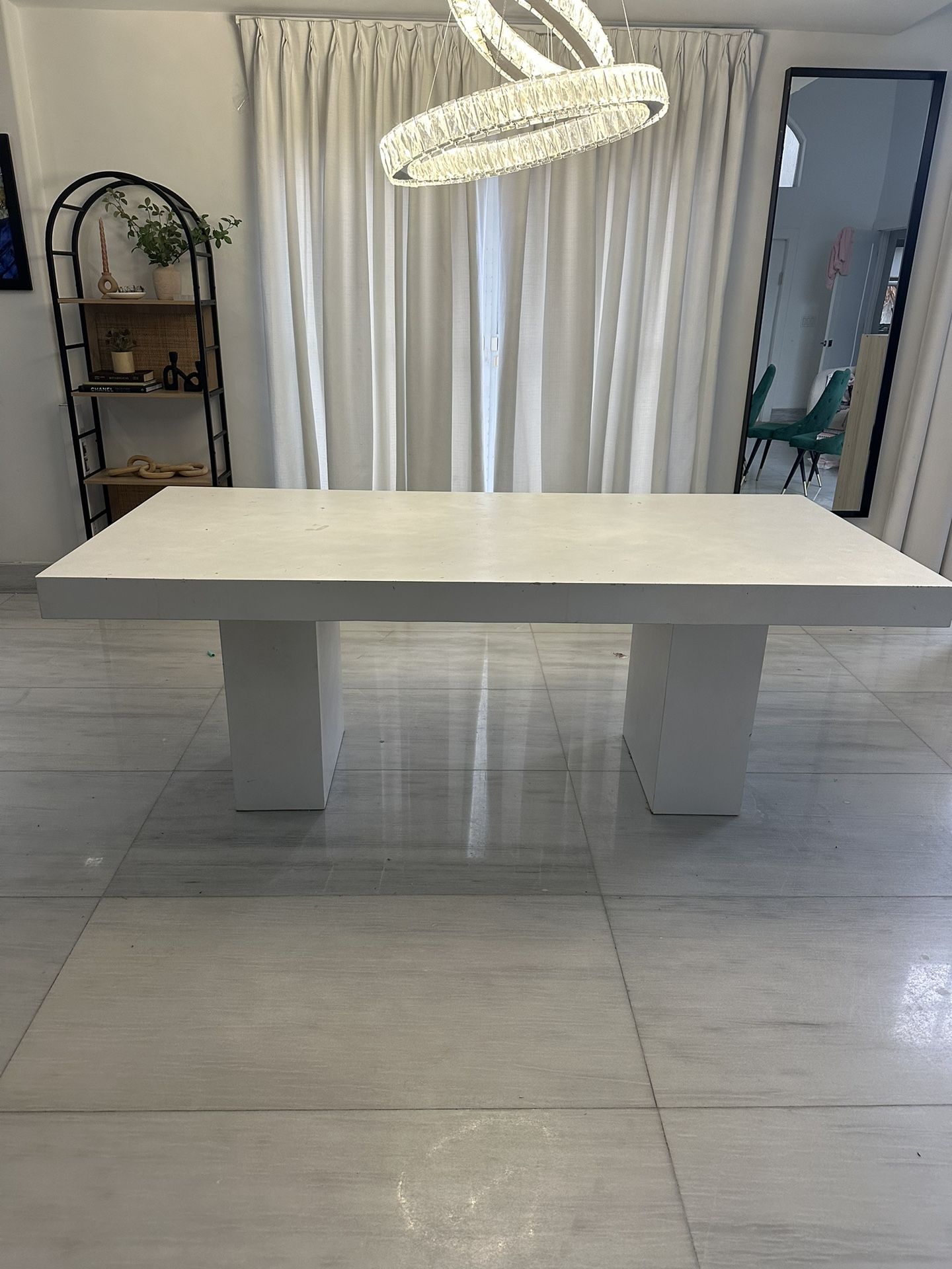 White Cement Dining Table 
