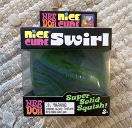 NeeDoh Nice Cube Swirl Super Solid Squish Toy Green/Blue/Purple 26051YP