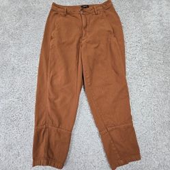 Quince Barrel Pants Womens 6 Brown Organic Cotton Twill Stretch Casual Relaxed
