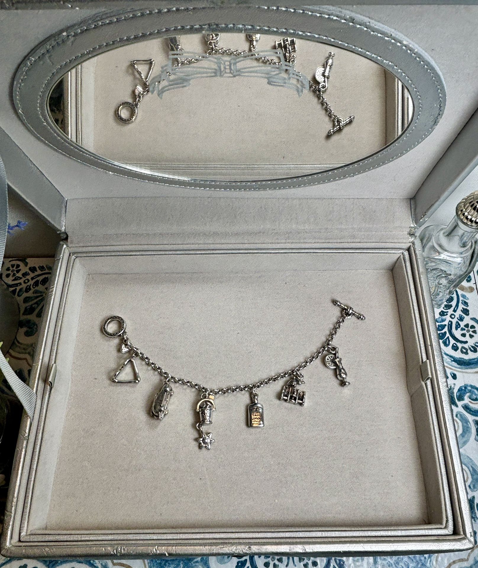 BRIGHTON silver summer beach themed toggle closure charm bracelet