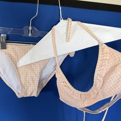 Peach Gingham Bikini Set