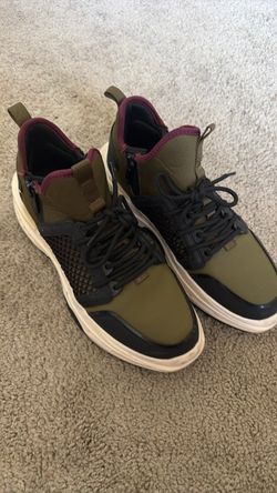Olive Green High-Top Sneakers with Side Zip