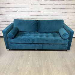 Joybird Velvet Briar Sleeper Sofa Teal