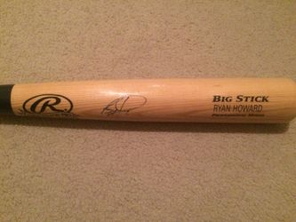 Ryan Howard MLB Autographed Baseball Bat Phillies w/ JSA COA