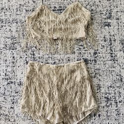 Gold 2 piece sequin outfit
