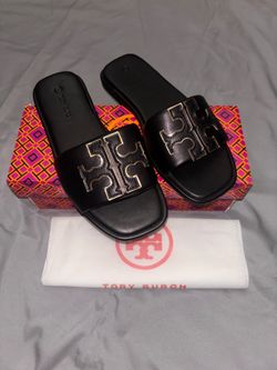 Tory Burch black/gold Size 6 women slides