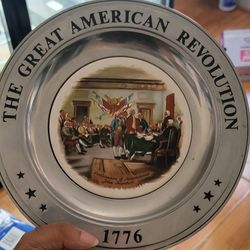 The Great American Revolution 1776 Pewter Plate “Battle of Bunker Hill” 10.5”