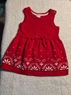 Carter's, Baby Girl, Christmas, Red Fair Isle, Knit, Sweater Dress, 3 Mo