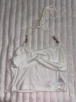 white halter crop top