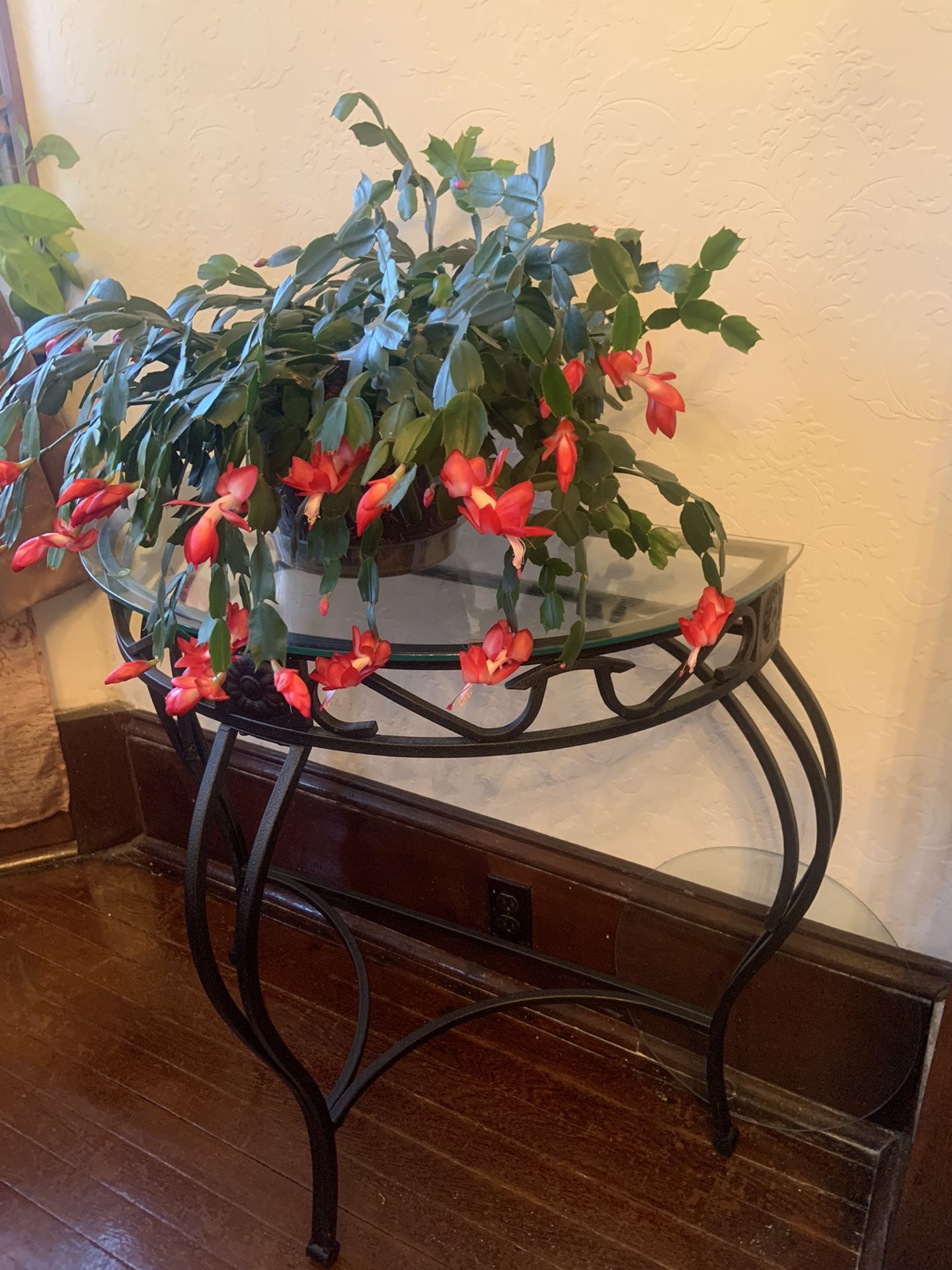 Glass Table With Metal Legs. 