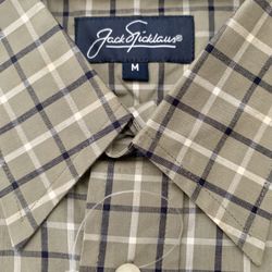 NWT-Jack Nicklaus Golden Bear Men's Size M Plaid Button Down Golf Cotton Shirt